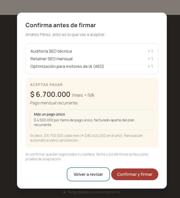 Momento de firma de una propuesta en Norte